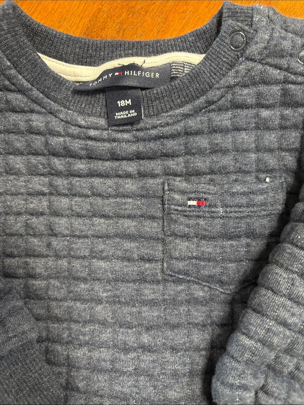 Tommy Hilfiger Quilted Toddler Pajama Set in Charcoal Blue